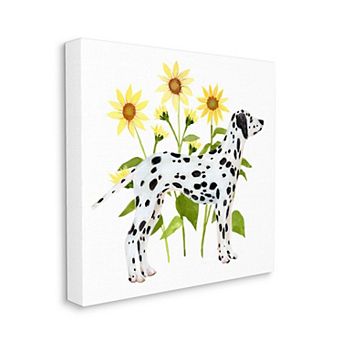Stupell Home Decor Dalmatian Dog Sunflower Canvas Wall Art