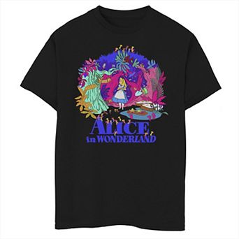 Disney's Alice In Wonderland Boys 6-20 Neon Floral Graphic Tee