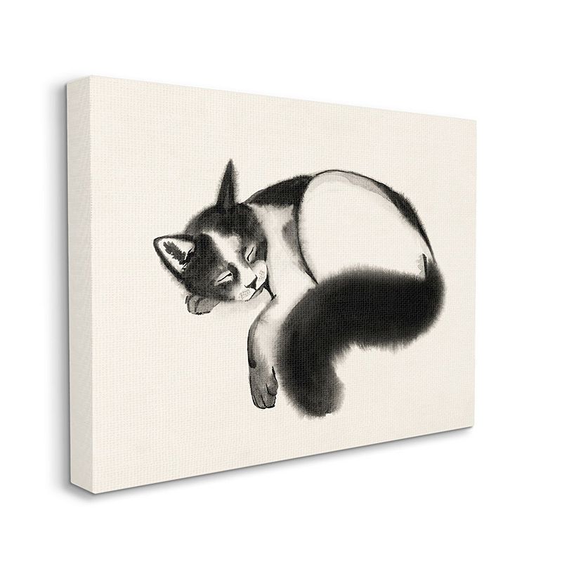 Stupell Home Decor Relaxed Pet Cat Canvas Wall Art, Beig/Green, 36X48