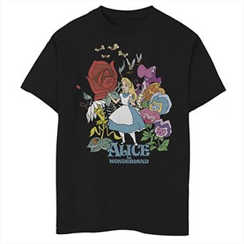 Disney's Alice In Wonderland Boys 6-20 Walking Through The Flowers Graphic Tee