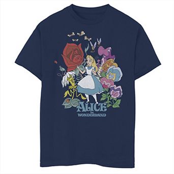 Disney's Alice In Wonderland Boys 6-20 Walking Through The Flowers Graphic Tee