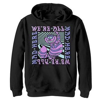 Disney's Alice In Wonderland Boys 8-20 Cheshire Cat We're All Mad Box Up Graphic Fleece Hoodie