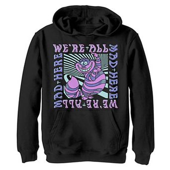 Disney's Alice In Wonderland Boys 4-20 Cheshire Cat We're All Mad Box Up Graphic Fleece Hoodie