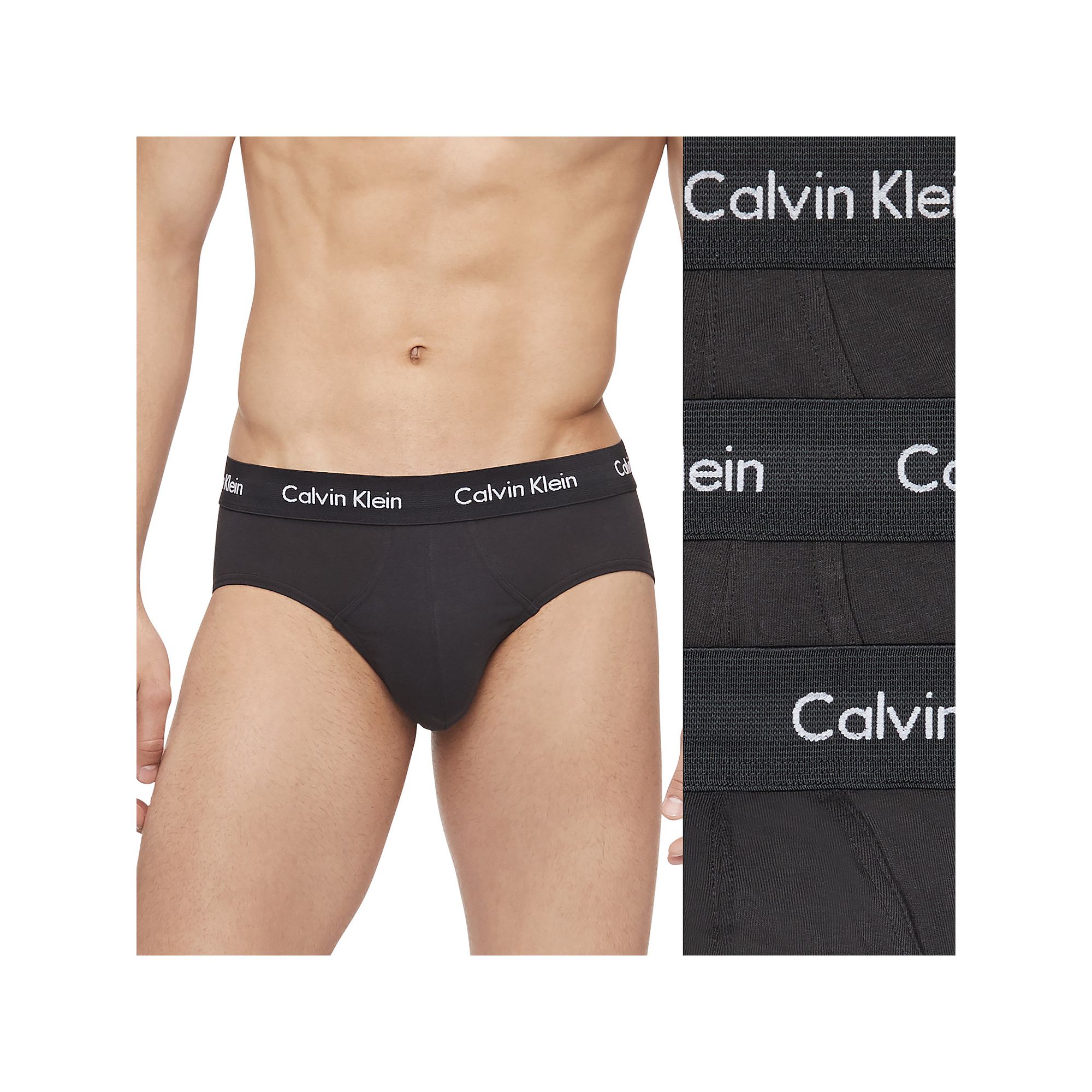 Mens Calvin Klein 3-pack Cotton Stretch Briefs, Size: Small, Black