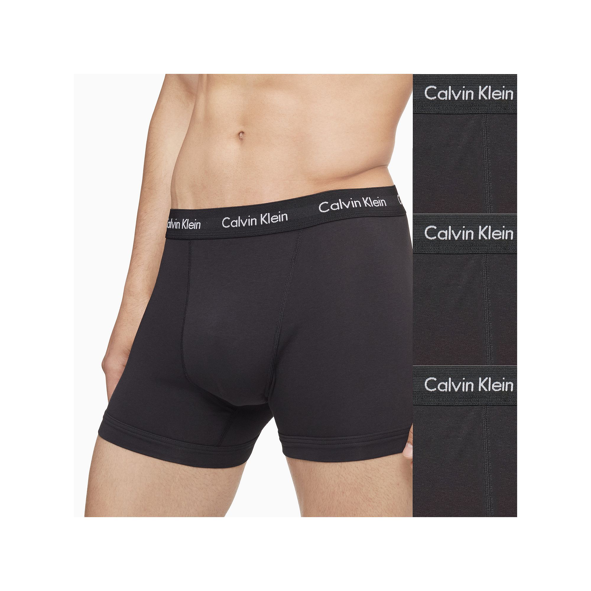 Mens Calvin Klein 3-pack Cotton Stretch Boxer Briefs, Size: Small, Black