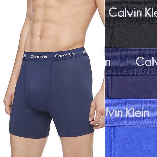 Calvin Klein Men's Boxers 3 Pack Cotton Tagless Stretch Boxer Brief NB2616, Blue Black, L