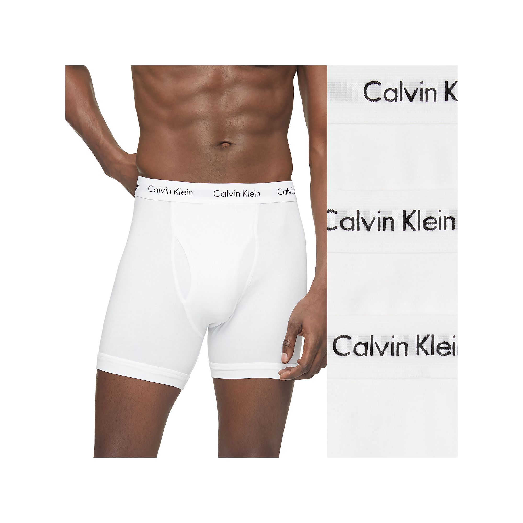 Mens Calvin Klein 3-pack Cotton Stretch Boxer Briefs, Size: Small, White