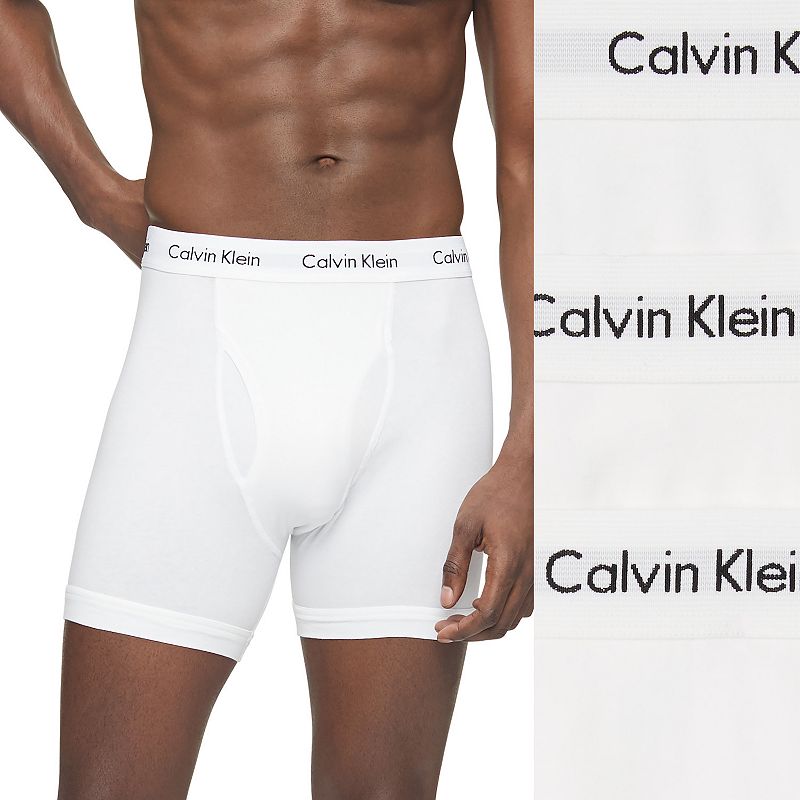 Mens Calvin Klein 3-pack Stretch Boxer Briefs, Size: Small, White