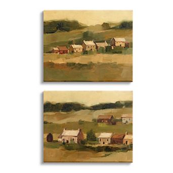 Stupell Home Decor Warm Cottage Hill Landscape Canvas Wall Art 2 pc Set