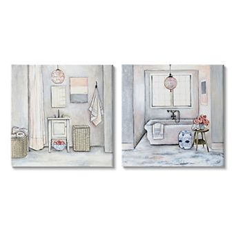 Stupell Home Decor Bathroom Interior Canvas Wall Art 2 pc Set