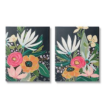 Stupell Home Decor Abstract Tropical Florals Canvas Wall Art 2 pc Set