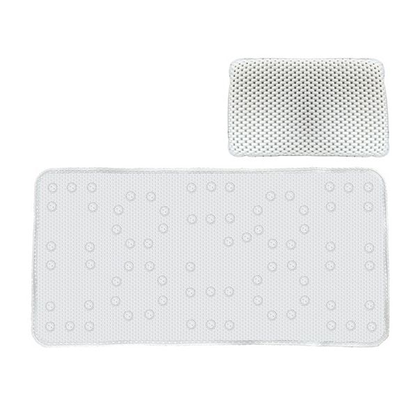 Popular Bath 2-piece Waffle Tub Mat & Spa Pillow Set