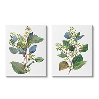 Stupell Home Decor Soft Eucalyptus Design Canvas Wall Art 2 pc Set