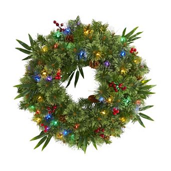 nearly natural Mixed Pine Multicolor LED Artificial Christmas Wreath