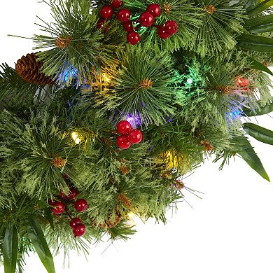 nearly natural Mixed Pine Multicolor LED Artificial Christmas Wreath