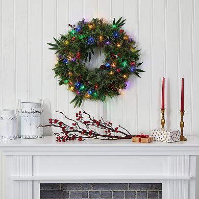 nearly natural Mixed Pine Multicolor LED Artificial Christmas Wreath