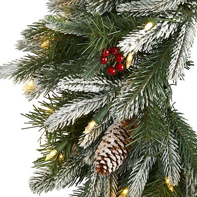 nearly natural Flocked LED Artificial Christmas Wreath