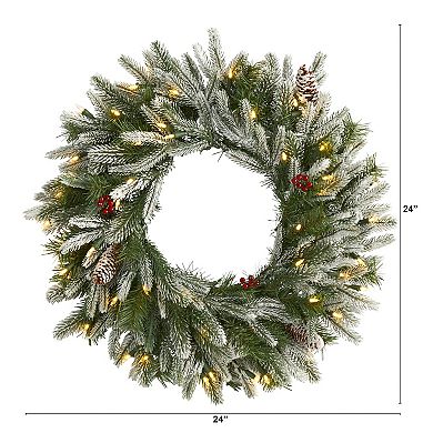 nearly natural Flocked LED Artificial Christmas Wreath
