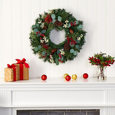 nearly natural Eucalyptus Pine Artificial Wreath