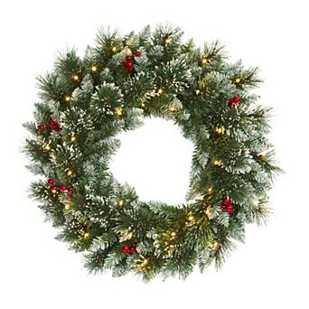nearly natural Frosted Swiss Pine LED Artificial Wreath