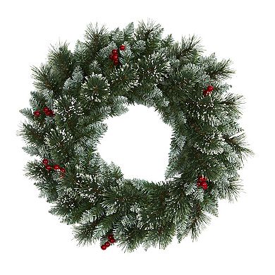 nearly natural Frosted Swiss Pine LED Artificial Wreath
