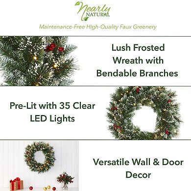 nearly natural Frosted Swiss Pine LED Artificial Wreath
