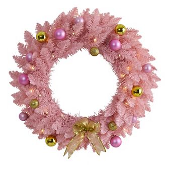 nearly natural Pink LED Artificial Christmas Wreath
