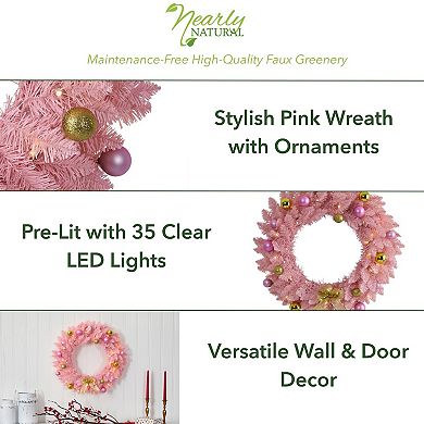 nearly natural Pink LED Artificial Christmas Wreath