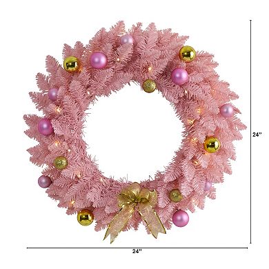 nearly natural Pink LED Artificial Christmas Wreath