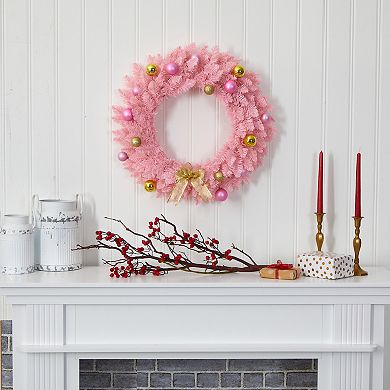 nearly natural Pink LED Artificial Christmas Wreath