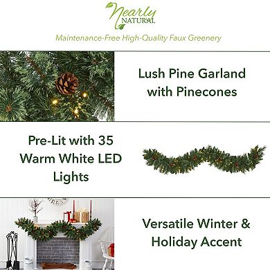 nearly natural 6-ft. White Mountain Pine LED Artificial Garland