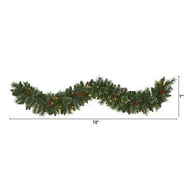 nearly natural 6-ft. White Mountain Pine LED Artificial Garland