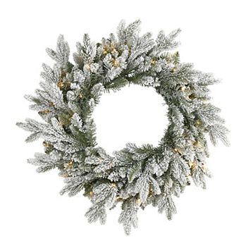 nearly natural LED Flocked Artificial Christmas Wreath