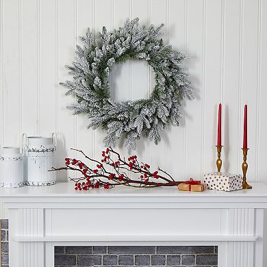 nearly natural LED Flocked Artificial Christmas Wreath