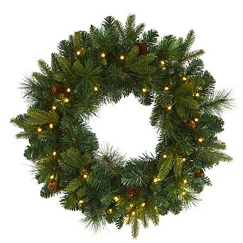 nearly natural Mixed Pine LED Artificial Christmas Wreath