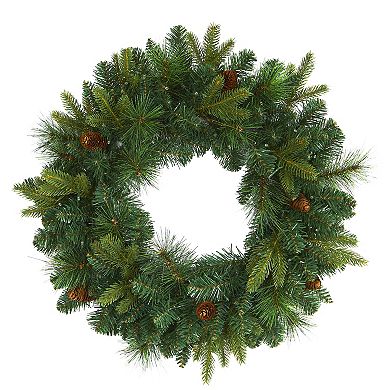 nearly natural Mixed Pine LED Artificial Christmas Wreath