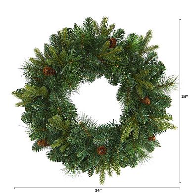 nearly natural Mixed Pine LED Artificial Christmas Wreath