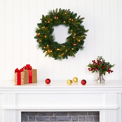 nearly natural Mixed Pine LED Artificial Christmas Wreath