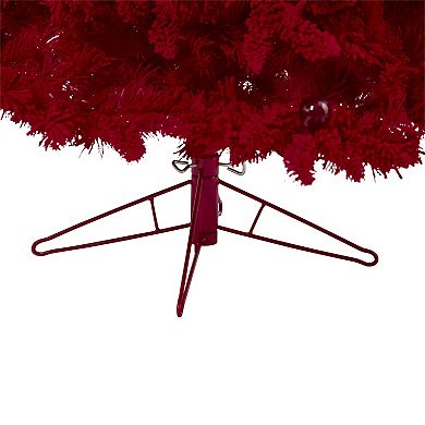 nearly natural 7-ft. Red Flocked Fraser Fir 500-Light Artificial Christmas Tree