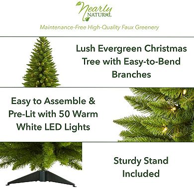 nearly natural 3-ft. Providence Pine 50-Light Artificial Christmas Tree