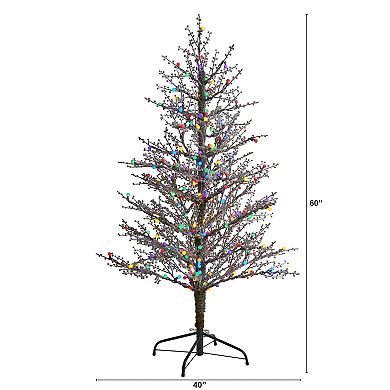 nearly natural 5-ft. Frosted Berry Twig 200-Light Artificial Christmas Tree