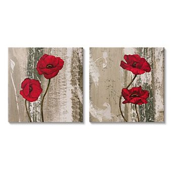 Stupell Home Decor Red Poppies Canvas Wall Art 2 pc Set