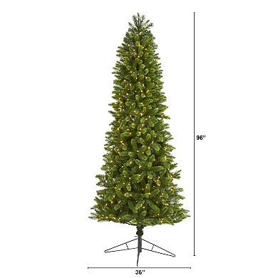 nearly natural 8-ft. Slim Virginia Spruce 600-Light Artificial Christmas Tree