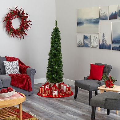 nearly natural 6-ft. Pencil 150-Light LED Artificial Christmas Tree