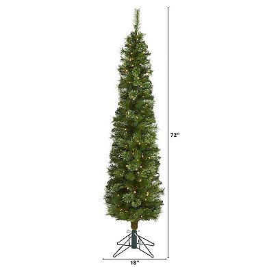 nearly natural 6-ft. Pencil 150-Light LED Artificial Christmas Tree