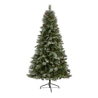 nearly natural 7-ft. Snow French Alps Mountain Pine Artificial Christmas Tree