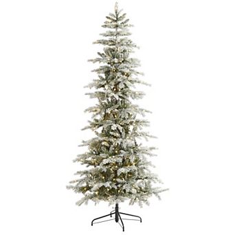 nearly natural 7.5-ft. Slim Flocked Nova Scotia Spruce 450-Light Artificial Christmas Tree