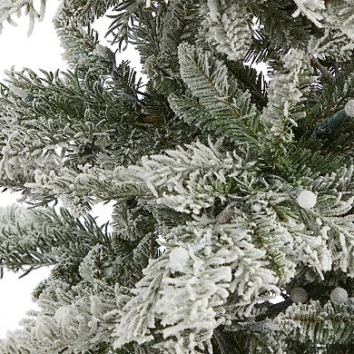 nearly natural 7.5-ft. Slim Flocked Nova Scotia Spruce 450-Light Artificial Christmas Tree