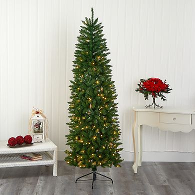 nearly natural 7-ft. Slim Mountain Pine 300-Light LED Artificial Christmas Tree