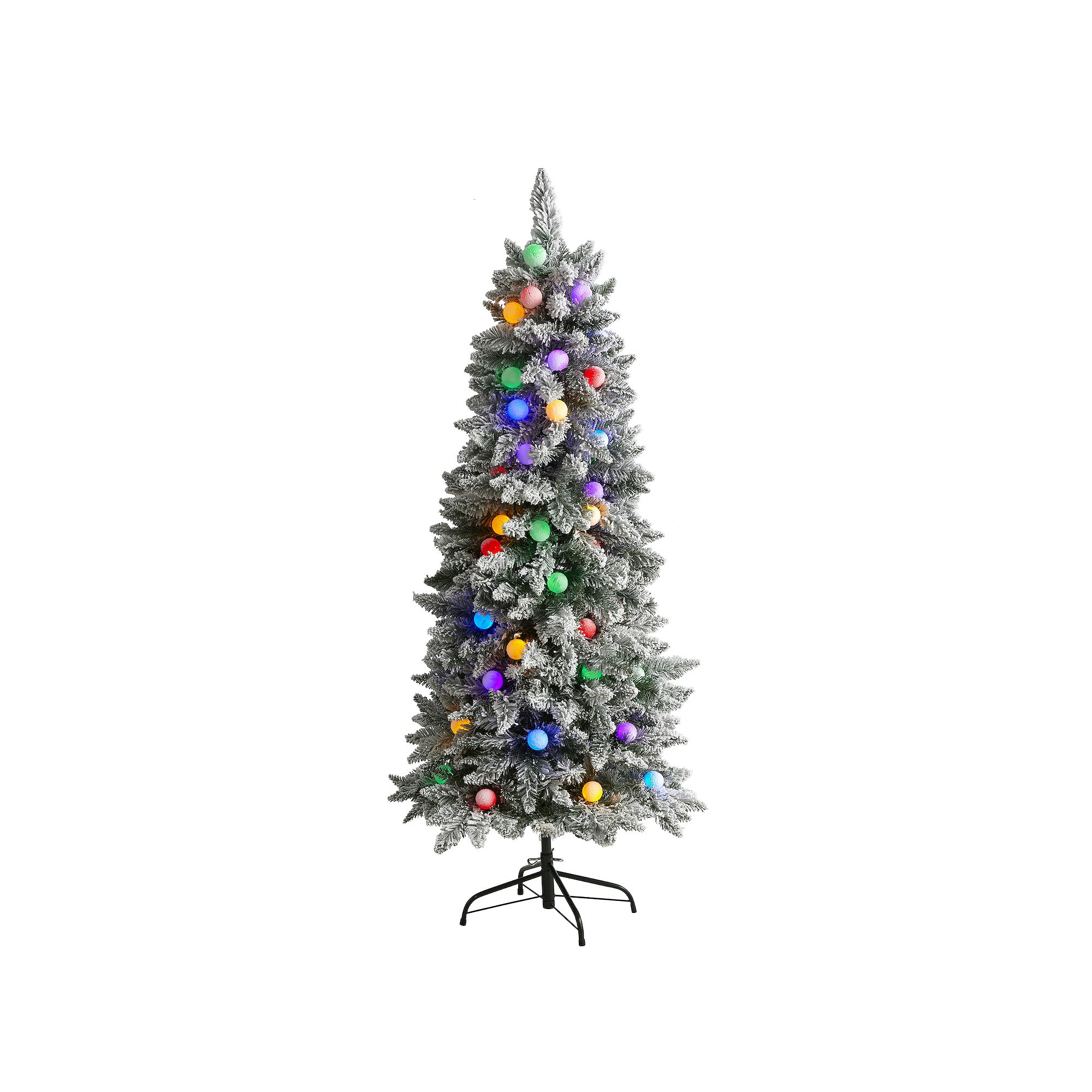 nearly natural 5-ft. Flocked British Columbia Mountain Fir 50-Light Artific